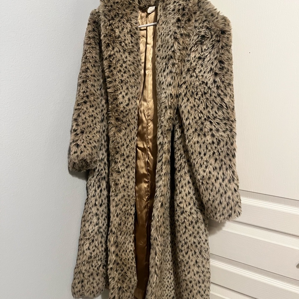 Vintage Elegant Faux Fur Leopard Print Coat